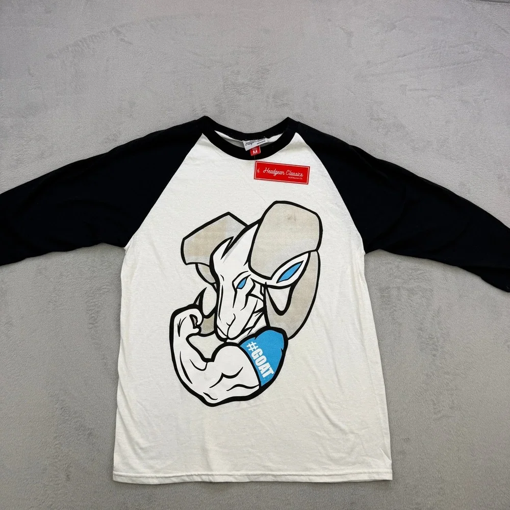 Headgear Classics Shirt Mens Medium Raglan T-Shirt White GOAT Ram Graphic Tee